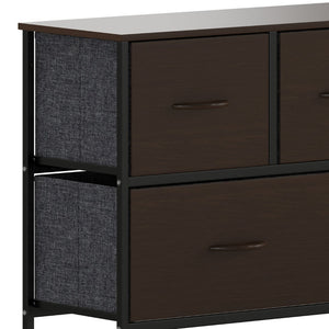 English Elm Harris 5-Drawer Storage Dresser - Stylish Compact Organizer with Durable Frame and Easy-Pull Drawers Brown Drawers/Black Frame WX-5L206-MDF-BK-BR-GG