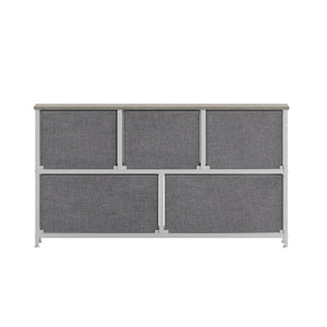 English Elm Harris 5-Drawer Storage Dresser - Stylish Compact Organizer with Durable Frame and Easy-Pull Drawers Light Natural Drawers/White Frame WX-5L206-MDF-WHT-LNT-GG