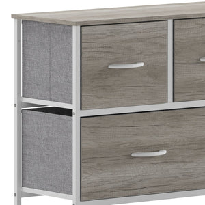 English Elm Harris 5-Drawer Storage Dresser - Stylish Compact Organizer with Durable Frame and Easy-Pull Drawers Light Natural Drawers/White Frame WX-5L206-MDF-WHT-LNT-GG
