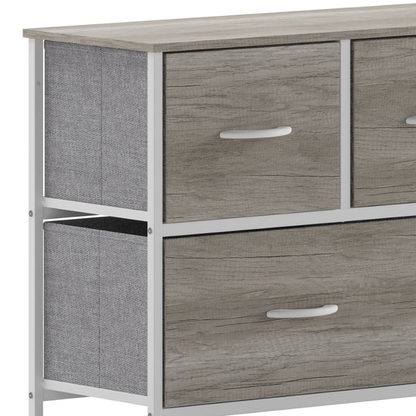 English Elm Harris 5-Drawer Storage Dresser - Stylish Compact Organizer with Durable Frame and Easy-Pull Drawers Light Natural Drawers/White Frame WX-5L206-MDF-WHT-LNT-GG