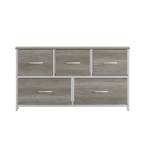English Elm Harris 5-Drawer Storage Dresser - Stylish Compact Organizer with Durable Frame and Easy-Pull Drawers Light Natural Drawers/White Frame WX-5L206-MDF-WHT-LNT-GG