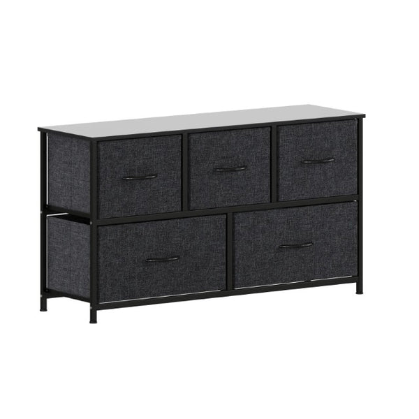 English Elm Harris 5 Drawer Vertical Storage Dresser: Stylish Organization Solution for Any Space, Easy Assembly Black Drawers/Black Frame WX-5L206-W-BK-BK-GG