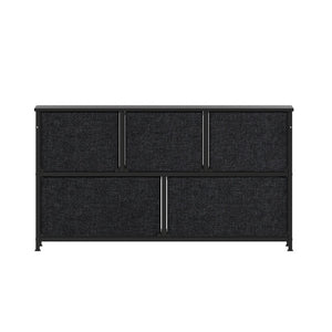 English Elm Harris 5 Drawer Vertical Storage Dresser: Stylish Organization Solution for Any Space, Easy Assembly Black Drawers/Black Frame WX-5L206-W-BK-BK-GG