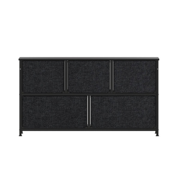 English Elm Harris 5 Drawer Vertical Storage Dresser: Stylish Organization Solution for Any Space, Easy Assembly Black Drawers/Black Frame WX-5L206-W-BK-BK-GG