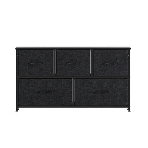 English Elm Harris 5 Drawer Vertical Storage Dresser: Stylish Organization Solution for Any Space, Easy Assembly Black Drawers/Black Frame WX-5L206-W-BK-BK-GG