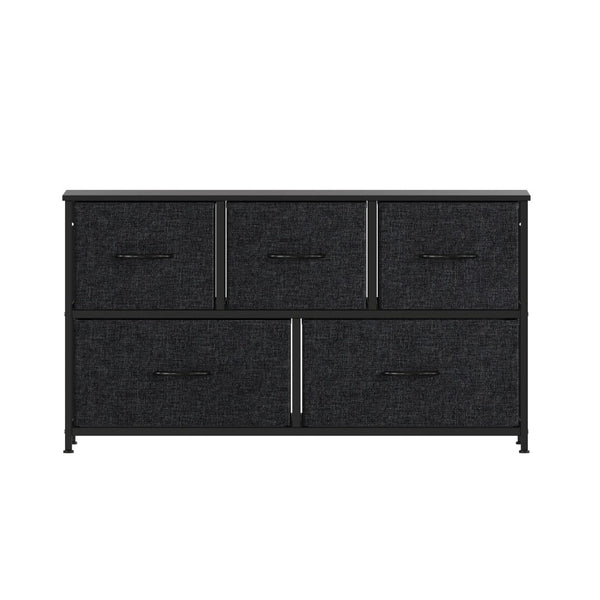 English Elm Harris 5 Drawer Vertical Storage Dresser: Stylish Organization Solution for Any Space, Easy Assembly Black Drawers/Black Frame WX-5L206-W-BK-BK-GG