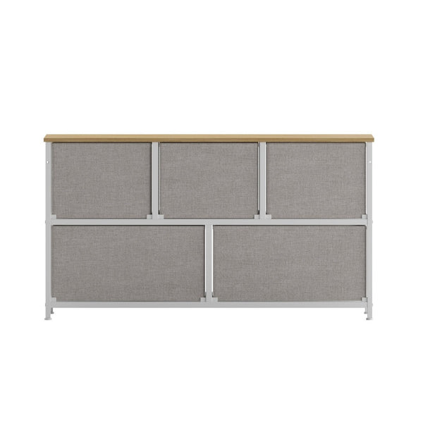 English Elm Harris 5 Drawer Vertical Storage Dresser: Stylish Organization Solution for Any Space, Easy Assembly Beige Drawers/White Frame WX-5L206-W-WH-BG-GG