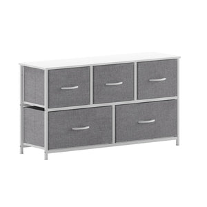 English Elm Harris 5 Drawer Vertical Storage Dresser: Stylish Organization Solution for Any Space, Easy Assembly Gray Drawers/White Frame WX-5L206-W-WH-GR-GG
