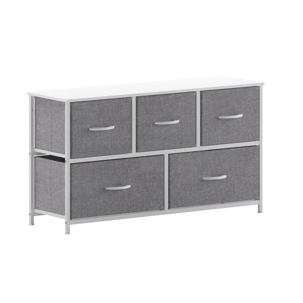 English Elm Harris 5 Drawer Vertical Storage Dresser: Stylish Organization Solution for Any Space, Easy Assembly Gray Drawers/White Frame WX-5L206-W-WH-GR-GG