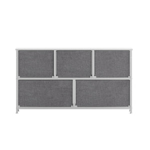 English Elm Harris 5 Drawer Vertical Storage Dresser: Stylish Organization Solution for Any Space, Easy Assembly Gray Drawers/White Frame WX-5L206-W-WH-GR-GG