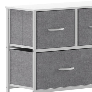English Elm Harris 5 Drawer Vertical Storage Dresser: Stylish Organization Solution for Any Space, Easy Assembly Gray Drawers/White Frame WX-5L206-W-WH-GR-GG