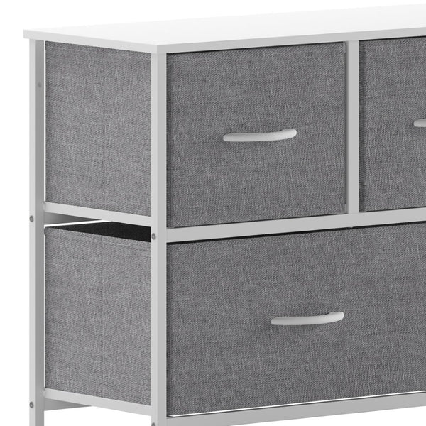 English Elm Harris 5 Drawer Vertical Storage Dresser: Stylish Organization Solution for Any Space, Easy Assembly Gray Drawers/White Frame WX-5L206-W-WH-GR-GG