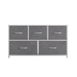 English Elm Harris 5 Drawer Vertical Storage Dresser: Stylish Organization Solution for Any Space, Easy Assembly Gray Drawers/White Frame WX-5L206-W-WH-GR-GG