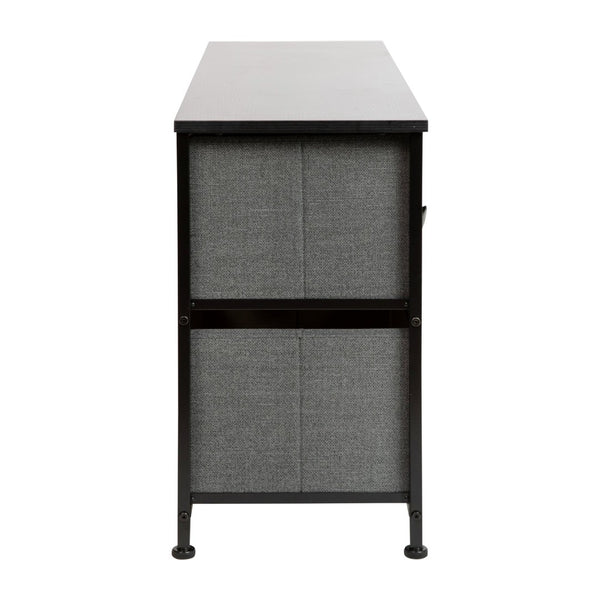 English Elm Harris 5-Drawer Vertical Storage Dresser with Durable Wood Top & Stylish Easy-Pull Fabric Drawers Gray Drawers/Black Frame WX-5L206-X-BK-GR-GG