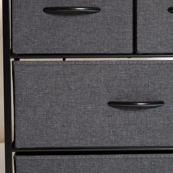 English Elm Sodano Modern Nightstand with Charging Station, 4 Drawers, USB Ports & Stylish Engineered Wood Top Charcoal Drawers/Black Frame WX-5L604-W-BK-GR-GG