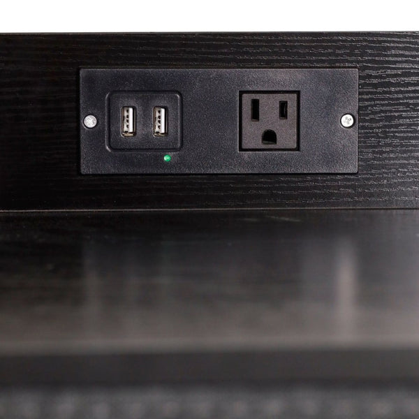 English Elm Sodano Modern Nightstand with Charging Station, 4 Drawers, USB Ports & Stylish Engineered Wood Top Charcoal Drawers/Black Frame WX-5L604-W-BK-GR-GG