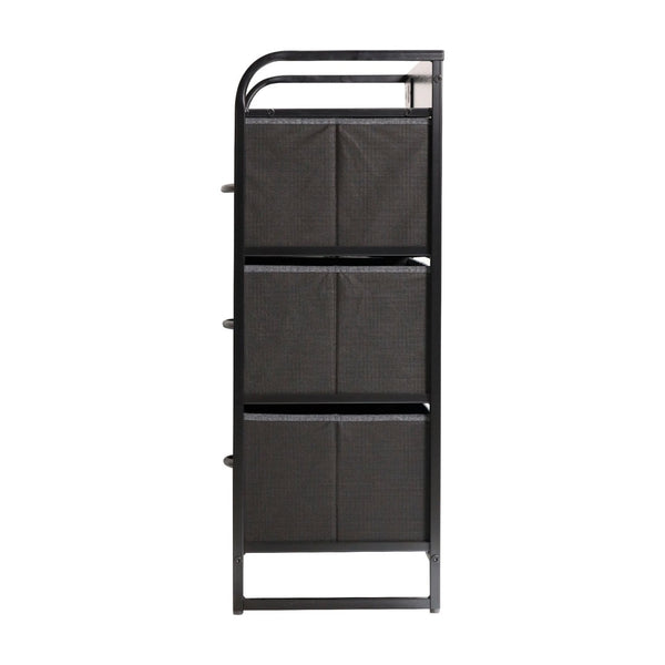 English Elm Sodano Modern Nightstand with Charging Station, 4 Drawers, USB Ports & Stylish Engineered Wood Top Charcoal Drawers/Black Frame WX-5L604-W-BK-GR-GG