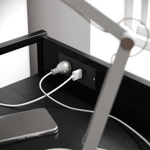 English Elm Sodano Modern Nightstand with Charging Station, 4 Drawers, USB Ports & Stylish Engineered Wood Top Charcoal Drawers/Black Frame WX-5L604-W-BK-GR-GG