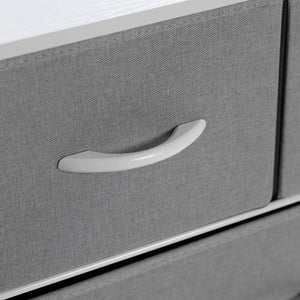 English Elm Sodano Modern Nightstand with Charging Station, 4 Drawers, USB Ports & Stylish Engineered Wood Top Gray Drawers/White Frame WX-5L604-W-WH-GR-GG