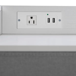 English Elm Sodano Modern Nightstand with Charging Station, 4 Drawers, USB Ports & Stylish Engineered Wood Top Gray Drawers/White Frame WX-5L604-W-WH-GR-GG