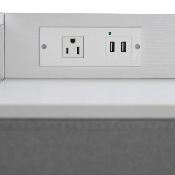 English Elm Sodano Modern Nightstand with Charging Station, 4 Drawers, USB Ports & Stylish Engineered Wood Top Gray Drawers/White Frame WX-5L604-W-WH-GR-GG