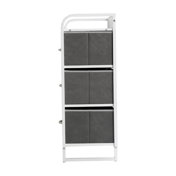 English Elm Sodano Modern Nightstand with Charging Station, 4 Drawers, USB Ports & Stylish Engineered Wood Top Gray Drawers/White Frame WX-5L604-W-WH-GR-GG