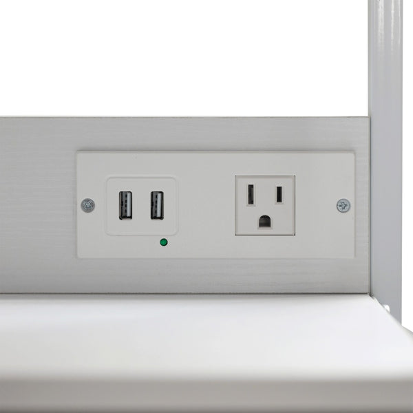 English Elm Sodano 3 Drawer Nightstand with Integrated Charging Station and Smart Storage for Modern Spaces Gray Drawers/White Frame WX-EZO802-W-WH-GR-GG