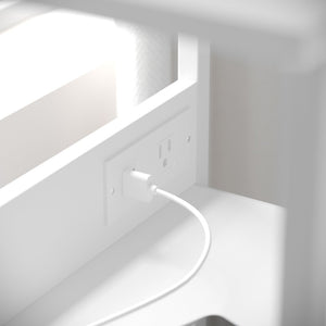 English Elm Sodano 3 Drawer Nightstand with Integrated Charging Station and Smart Storage for Modern Spaces Gray Drawers/White Frame WX-EZO802-W-WH-GR-GG