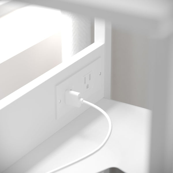 English Elm Sodano 3 Drawer Nightstand with Integrated Charging Station and Smart Storage for Modern Spaces Gray Drawers/White Frame WX-EZO802-W-WH-GR-GG