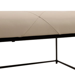 English Elm Ashton 30" Square LeatherSoft Tufted Ottoman with Stylish Metal Frame for Modern Living Spaces Beige WX-TY-101-BG-LT-BLK-GG