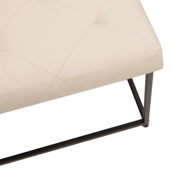 English Elm Ashton 30" Square LeatherSoft Tufted Ottoman with Stylish Metal Frame for Modern Living Spaces Beige WX-TY-101-BG-LT-BLK-GG