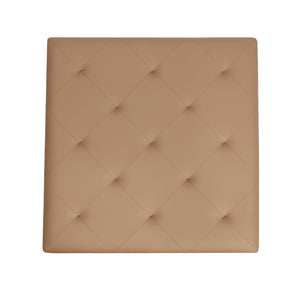 English Elm Ashton 30" Square LeatherSoft Tufted Ottoman with Stylish Metal Frame for Modern Living Spaces Light Brown WX-TY-101-LTBRN-LT-BLK-GG