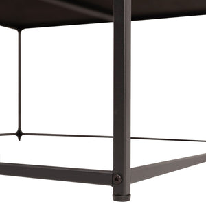 English Elm Ashton 30" Square LeatherSoft Tufted Ottoman with Stylish Metal Frame for Modern Living Spaces Light Brown WX-TY-101-LTBRN-LT-BLK-GG