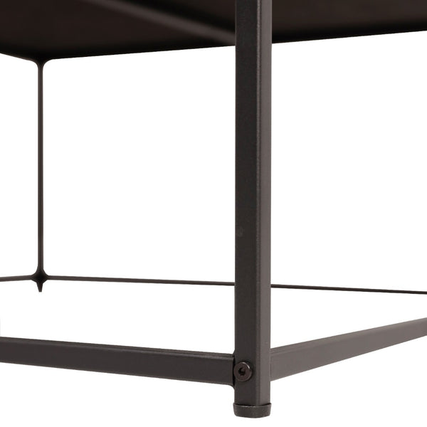 English Elm Ashton 30" Square LeatherSoft Tufted Ottoman with Stylish Metal Frame for Modern Living Spaces Light Brown WX-TY-101-LTBRN-LT-BLK-GG