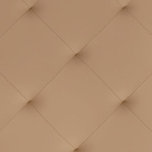 English Elm Ashton 30" Square LeatherSoft Tufted Ottoman with Stylish Metal Frame for Modern Living Spaces Light Brown WX-TY-101-LTBRN-LT-BLK-GG