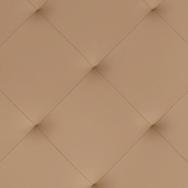 English Elm Ashton 30" Square LeatherSoft Tufted Ottoman with Stylish Metal Frame for Modern Living Spaces Light Brown WX-TY-101-LTBRN-LT-BLK-GG