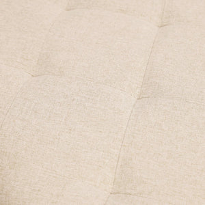 English Elm Ashton 34" Round Tufted Ottoman with Sturdy Metal Frame – Stylish Accent for Any Living Space Beige WX-TY-104-BGE-LN-BLK-GG