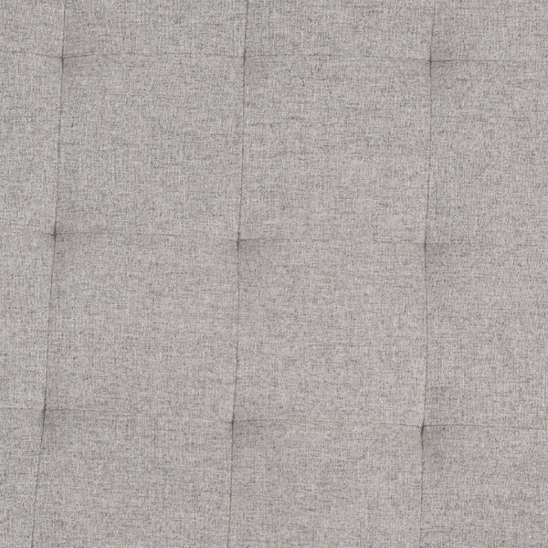 English Elm Ashton 34" Round Tufted Ottoman with Sturdy Metal Frame – Stylish Accent for Any Living Space Gray WX-TY-104-GRY-LN-BLK-GG