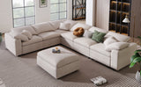 Hearth and Haven Sectional Sofa with Ottoman, L Shaped, Beige