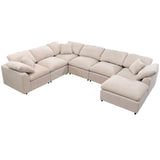 Hearth and Haven Sectional Sofa with Ottoman, L Shaped, Beige