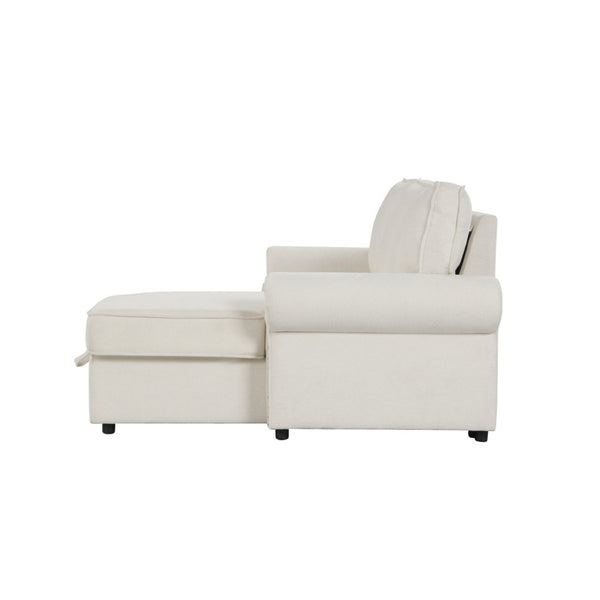 English Elm U_style Convertible Sectional Sofa with Sleeper Storage Chaise and Nailhead Arc Armrests WY000466AAA
