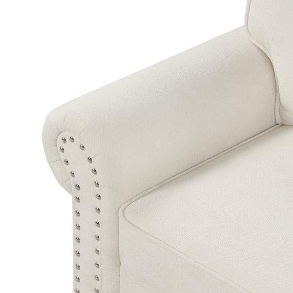 English Elm U_style Convertible Sectional Sofa with Sleeper Storage Chaise and Nailhead Arc Armrests WY000466AAA