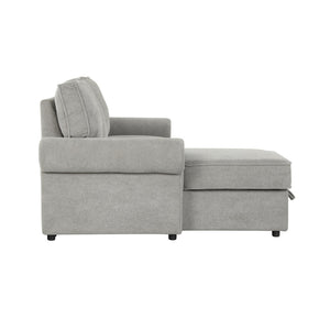 English Elm U_style Convertible Sectional Sleeper Sofa with Storage Chaise and Nailhead Arc Armrests WY000466AAE