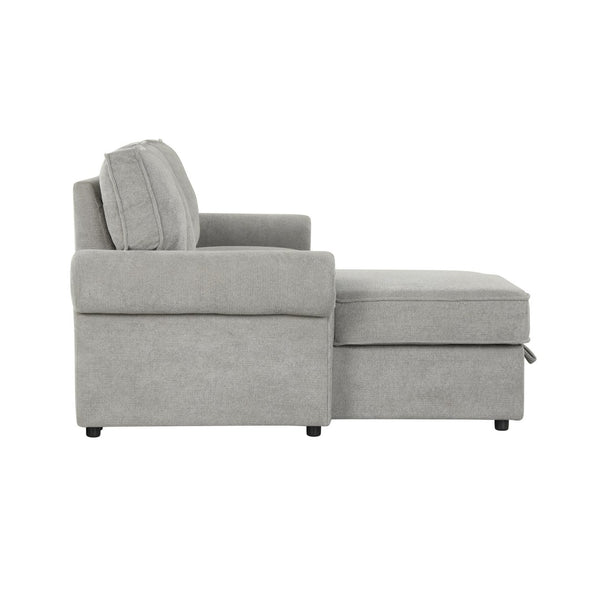 English Elm U_style Convertible Sectional Sleeper Sofa with Storage Chaise and Nailhead Arc Armrests WY000466AAE