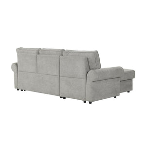 English Elm U_style Convertible Sectional Sleeper Sofa with Storage Chaise and Nailhead Arc Armrests WY000466AAE