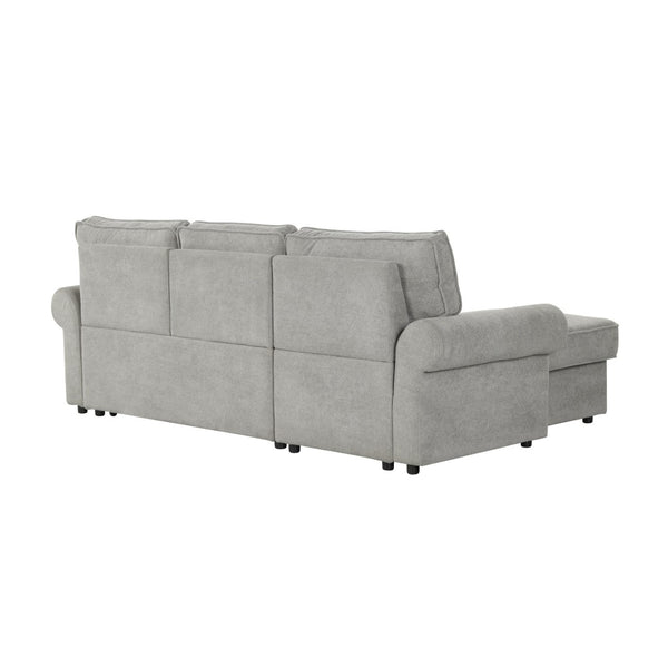English Elm U_style Convertible Sectional Sleeper Sofa with Storage Chaise and Nailhead Arc Armrests WY000466AAE