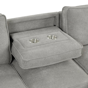English Elm U_style Convertible Sectional Sleeper Sofa with Storage Chaise and Nailhead Arc Armrests WY000466AAE