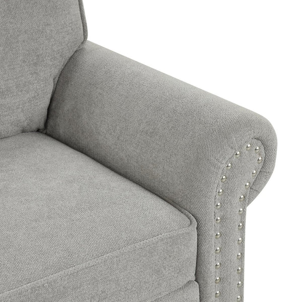 English Elm U_style Convertible Sectional Sleeper Sofa with Storage Chaise and Nailhead Arc Armrests WY000466AAE