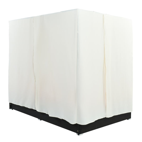 English Elm U_style Outdoor Steel Frame Double Daybed with Privacy Curtains Poolside Lounge WY000476AAO