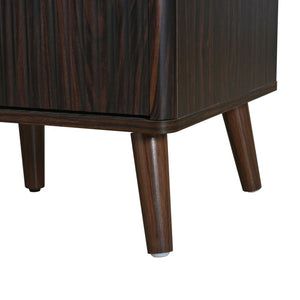 English Elm U_style 72 Inch Freestanding Bar Cabinet with App LED Lighting and Wine Storage Reddish-Brown WY000488AAD